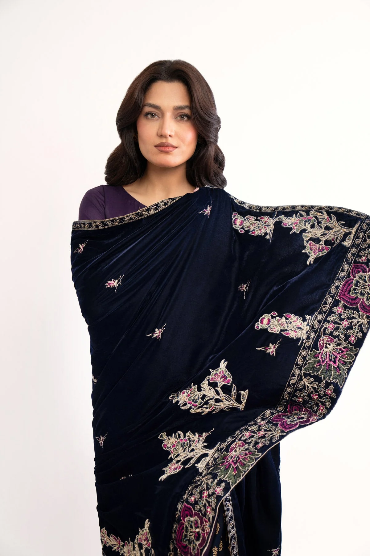 1 Piece Blue Embroidered Shawl (AV0036) - Image 5